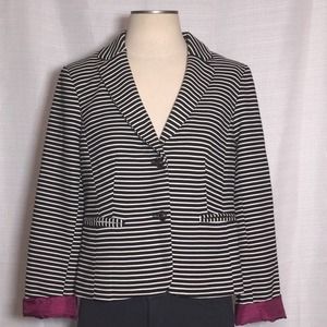 Cynthia Rowley Black White Striped Two Button Professional Blazer Size Medium